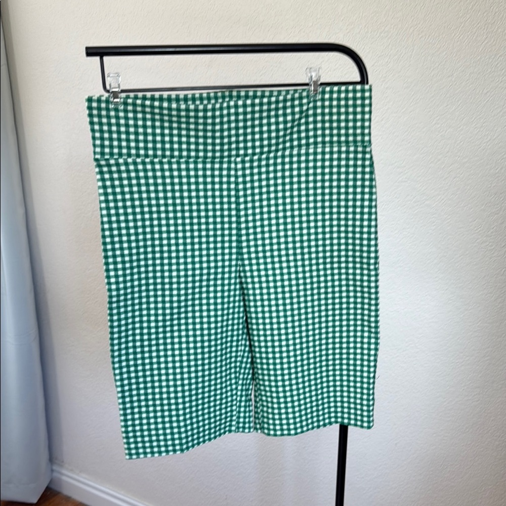 Green Gingham Checkered Shorts